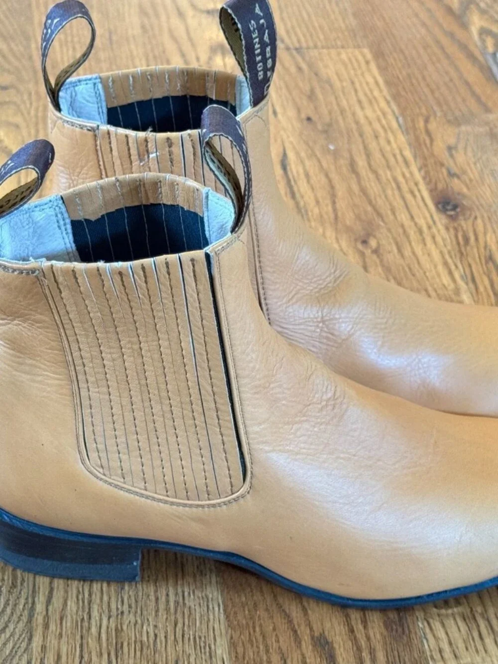 Mens Leather Chelsea Boots Size 8 Tan Cognac Spain Western Botines Cebraja Villa